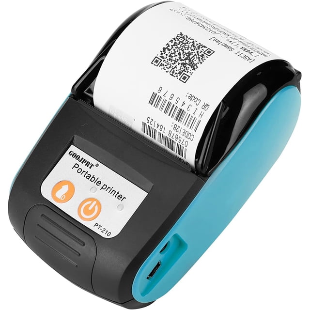 Impresora Térmica Portátil de Recibos, 58mm Impresora de Facturas Inalámbrica para Etiquetas, Recibos, Códigos de Barras, Etiquetas y Muñequeras, Bluetooth 4.0, Compatible con Android, IOS(Azul)