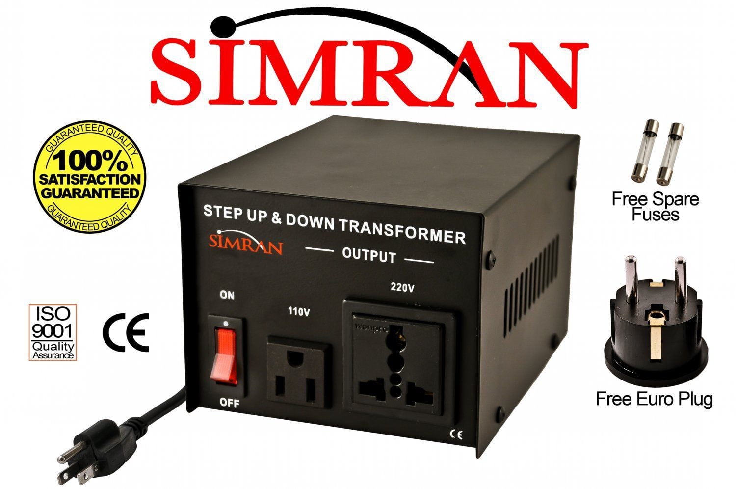 Simran THG-1000 Step Down Voltage Transformer 1000 Watts Converts AC 220/240 Volt to 110 Volt 