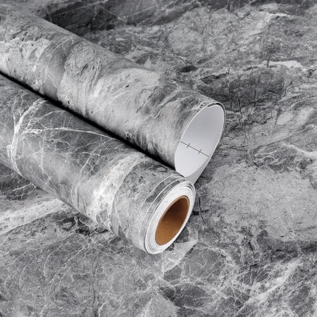 Yenhome Thick Grey Marble Wallpaper 17.7"x118" Faux Concrete Peel and Stick Wallpaper Removable Contact Paper for Kitchen Countertop Coffee Table Desktop Self-Adhesive Cabinet Vinyl Wrap Contact Paper