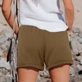 thumbnail image 5 of Cotton Bermuda Shorts for Women Plus Size High-Waisted Relaxed Fit Elastic Waist Drawstring Summer Beach Solid Color Shorts with Pockets Khaki L, 5 of 5