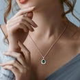thumbnail image 5 of Everly Women's Created Emerald and Created White Sapphire Teardrop Halo Pendant with Chain, 5 of 9