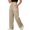 Khaki, variant on Atkumj Cotton Linen Pants for Women with Pockets High Waist Button Straight Leg Trouser Pants Casual Solid Color Women Baggy Pants for Everyday Outfit S