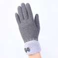 thumbnail image 2 of 1 Pair Touch Screen Winter screen gloves Gloves Women Girls Outdoor Riding Hand Warmer Flower Fuzzy Ball Mittens, 2 of 6