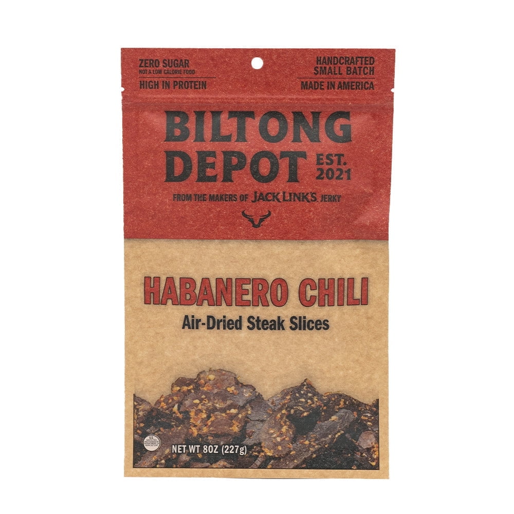 Biltong Depot Habanero Chili Biltong (8oz): High Protein Snack, No Sugar, Spicy Natural Dried Beef Jerky
