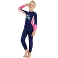 thumbnail image 4 of Traje de buceo para niñas de 2.5mm, manga larga, térmico y resistente, ideal para natación, surf y protección solar, talla S en rosa., 4 of 6