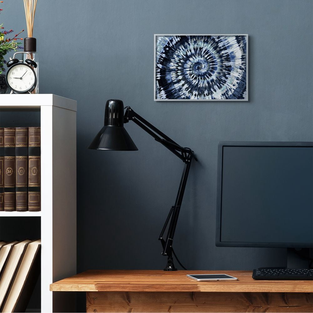 Stupell Industries Abstract Blue Grey Tie Dye Spiral Pattern Detail Framed Wall Art Design by Molly Kearns, 11" x 14", Gray Framed