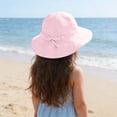 thumbnail image 6 of THDHVS Toddler Hat,Solid Color Cotton Bucket Hat with Bow Tie Breathable UPF Sun Protection Adjustable Strap Hat for Toddlers,Sun Hat Pink 1-2 Years, 6 of 9