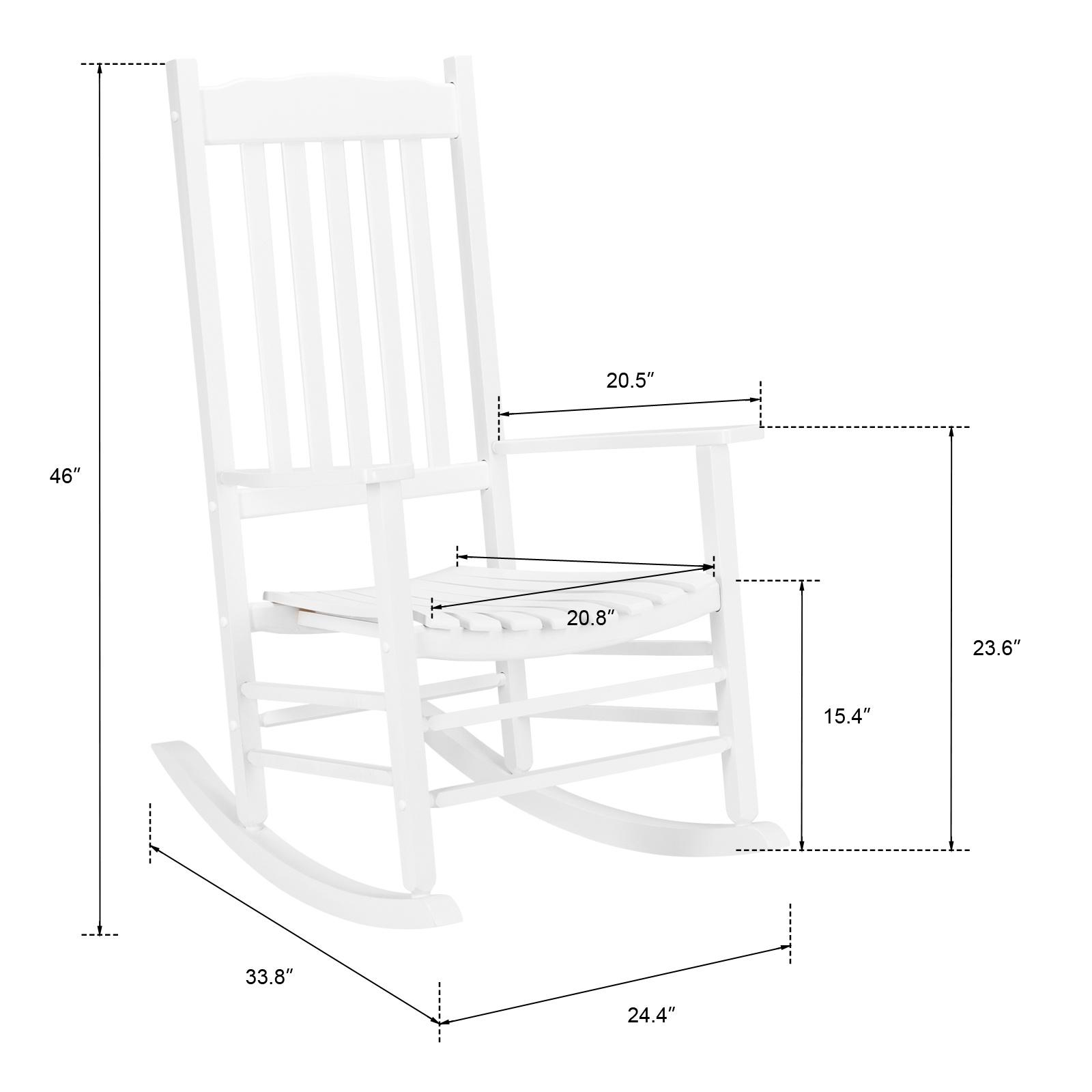 Indoor/Outdoor Patio Garden Furniture Wooden Porch Rocking Chair, Comfortable Seating on Patio or Deck, Porch Rocker Chair for Backyard Garden Indoor Gazebo Sun Room - image 2 of 3