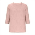 thumbnail image 4 of 3/4 T Shirts for Women Slim Fit Crew Neck Tee Solid Color Soft Top Casual Pink L, 4 of 6