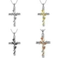 thumbnail image 2 of HOOUN Fashion Cross Silver Chain Necklace Pendant Men/Women Rose Flower Jewelry-Silver, 2 of 8