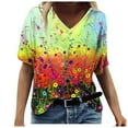thumbnail image 1 of JeashCHAT Summer V Neck T Shirts for Women Plus Size Short Sleeve Shirts Cute Floral Printed Tshirt Blouse Casual Tops Loose Fit Graphic Tee, 1 of 3
