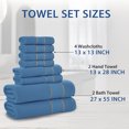 thumbnail image 2 of JML Blue Bath Towel Set of 8 Pieces - Cotton Blend Highly Absorbent Towels for Bathroom, 2 Soft Bath Towels, 2 Hand Towels, 4 Washcloths, 2 of 6