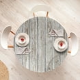 thumbnail image 3 of Ambesonne Rustic Fitted Round Tablecloth, Grunge Wooden Plank Windrose, 45"- 56" Diameter, Taupe Off White, 3 of 4