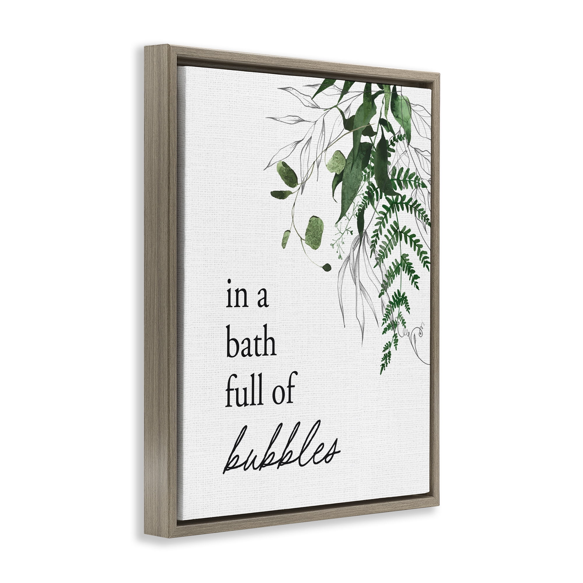 Forest Foliage Bubble Bath Brown Framed Floater Canvas Wall Art, design by Lettered and Lined