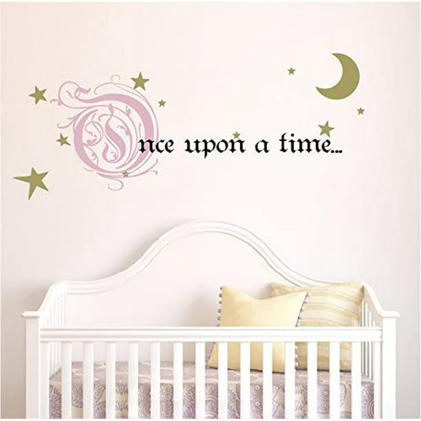 Once Upon A Time Story Book E Vinyl Wall Decal Removeable Baby Girl Nursery Fairy Tale Design Sticker Pink Gold Black 31x66 Inches Com - Once Upon A Wall Vinyl Decals