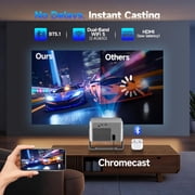 جهاز عرض ذكي Magcubic يدعم دقة 4K، جهاز عرض محمول مزود بشبكة Wi-Fi وBT، عصا تلفزيون مدمجة، التركيز التلقائي وتجنب العوائق، 900 ANSI، التحكم الصوتي، جهاز عرض أفلام المسرح المنزلي في الهواء الطلق HY350GT