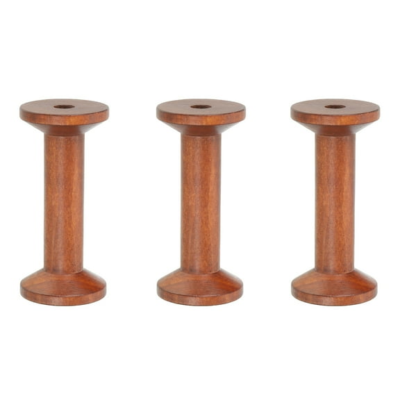 Wooden Empty Spools Unfinished Wood Thread Spools for Embroidery and Sewing Machines Crafts Wire Weaving Bobbins Brown 3"x1.4"