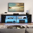 thumbnail image 6 of Pinmoco Marble TV Stand for TVs up to 80", LED Gaming Entertainment Center with Side Bookshelf and 4 Open Shelves, Marble Black, 6 of 8