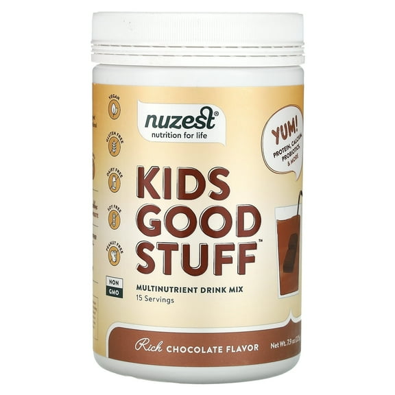 Nuzest - Kids Good Stuff - Vegan Smoothie Mix - Rich Chocolate - Multivitamin Nutritional Supplement Protein Shake - Dairy Free - Supporting Growth and Development - 225g/ 7.9 oz (15 Servings)