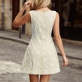 thumbnail image 7 of Hulanddfd Women's Dress Crew Neck Jacquard Sleeveless Solid Color Dress Beige Size M, 7 of 7