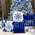 thumbnail image 3 of Christmas Pillow Covers 20x20 Set of 4 Farmhouse Christmas Decorations Happy Holidays Holly Jolly Snowflake Merry Christmas Decor Pillow Cover Cushion Case for Couch Sofa(Blue), 3 of 6