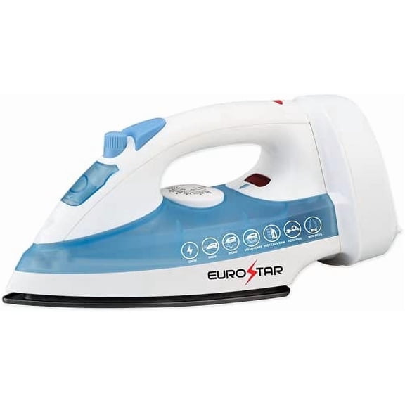 EUROSTAR IRC555XBL Spray, Steam Iron with Cord Reel With Auto Shut-Off, White