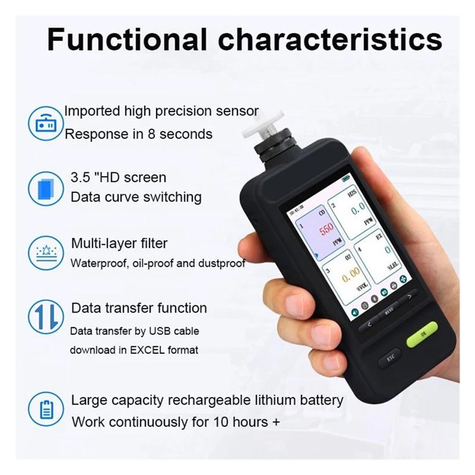 Portable SKZ1050E-SIH4 Gas Leakage Detector With Alarming Function Pump Suction Silane Gas Leak Analyzer