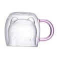 thumbnail image 1 of Vaso de vidrio antiescaldamiento, soplado a mano, resistente al calor, con forma de oreja de gato. Linea blanca, 1 of 9