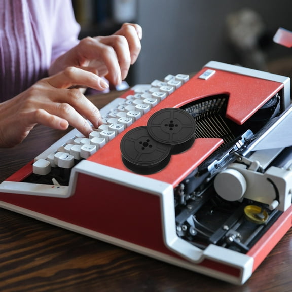 LOLIPPYY 2Pcs Typewriter Ink Ribbon Black Plastic Smooth Ink Flow Library Settings