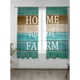 thumbnail image 2 of Sheer Curtains 63 inches Long, Vintage Teal Brown Wood Grain Country Home Sweet Farm Light Filtering Sheer Window Curtains Rod Pocket Voile Drapes for Bedroom Living Room, 52"W x 63"L 2 Panels, 2 of 7