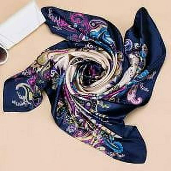 New Womens Elegant Large Head Scarves Soft Silk Feel Satin Square Scarf Shawl