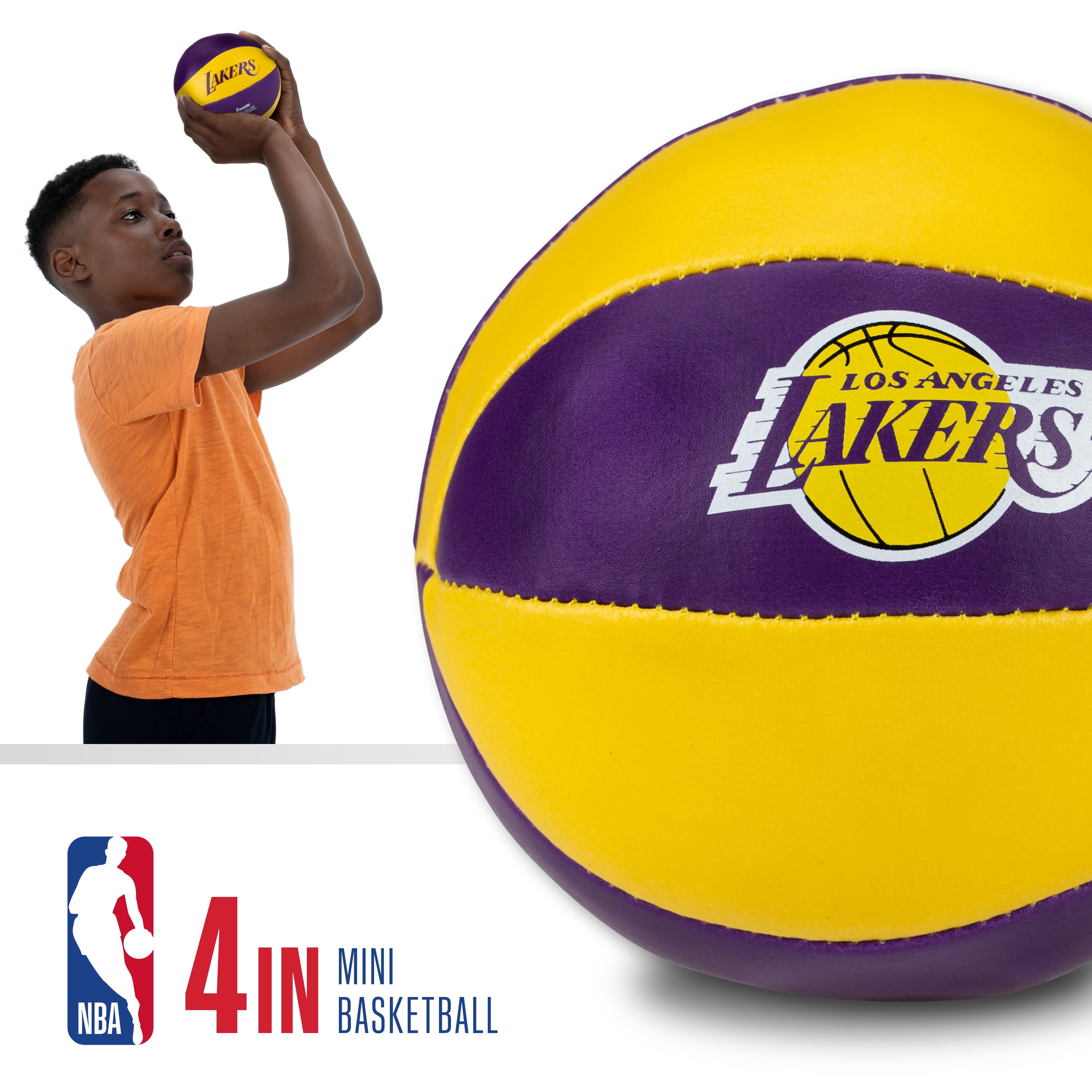 Franklin Sports NBA Los Angeles Lakers Toy Basketballs - 2 Pack of Kids Soft Mini Basketballs for Over the Door + Indoor Hoops - NBA Fan Shop Kids Soft Toy Basketballs - (2) Mini Balls Included