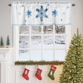 thumbnail image 4 of Valances for Windows Watercolor Winter Blue Snowflakes Rod Pocket Short Curtain for bathroom living room bedroom Classic Geometric Striped 1 Panel 54x18in, 4 of 7