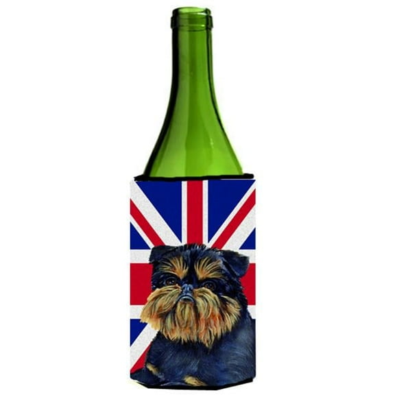 Brussels Griffon With English Union Jack British Flag Wine bottle sleeve Hugger - 24 Oz.