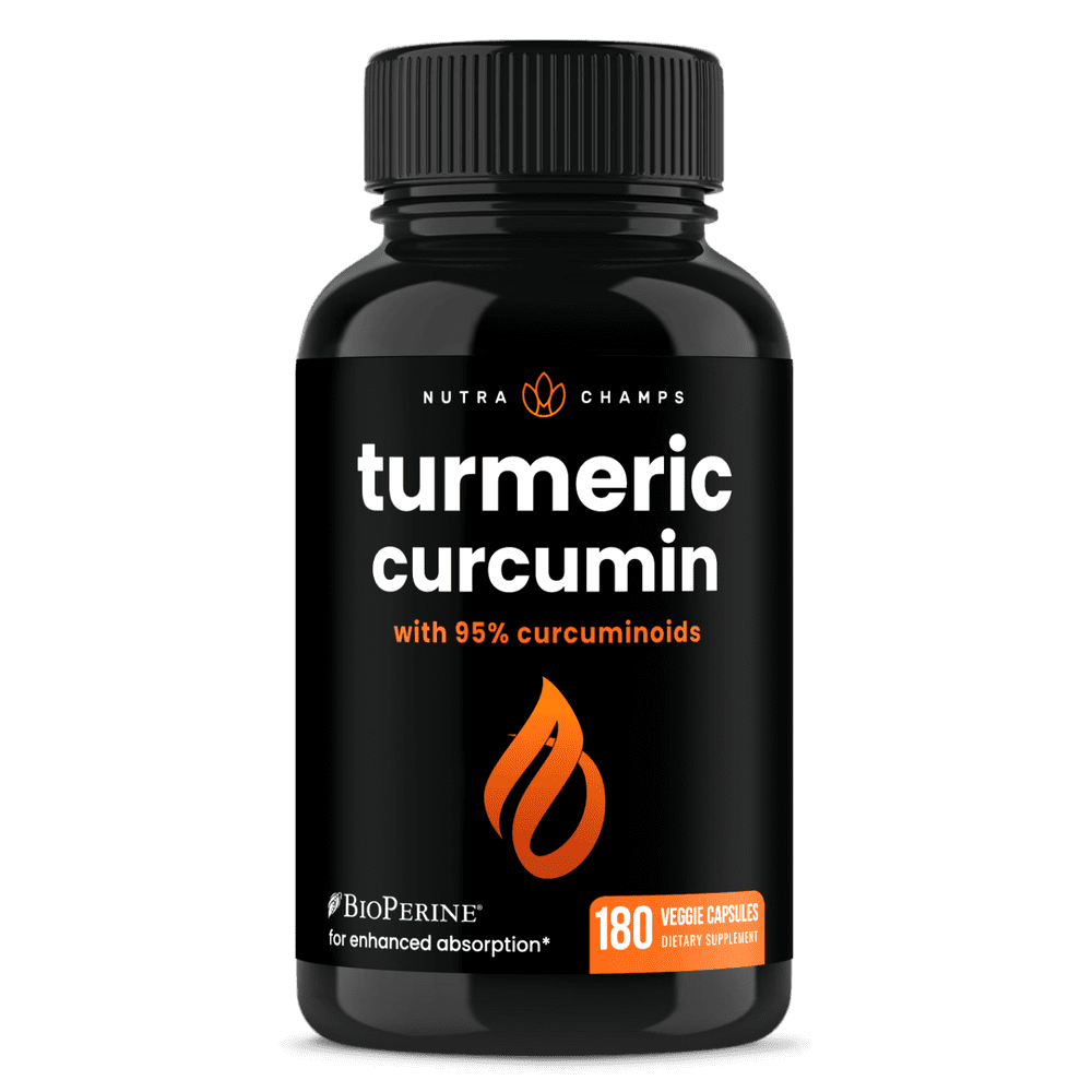NutraChamps Turmeric Curcumin with BioPerine 1500mg - 180 Vegan Capsules with 95% Curcuminoids Extra Strength Supplement w Black Pepper Extract for Joint Health - Highest Potency