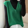 thumbnail image 2 of UJNDER Knit Vest for Women Deep V Neck Loose Fitting Sleeveless Pullover Sweater Cardigan Casual Green L, 2 of 5