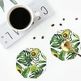 thumbnail image 5 of Pofeuu Watercolor Green Tropical Print Leather Coasters Set of 6, Round Cups Mugs Mat Pad for Home Kitchen Heat Resistant Drink Coasters,Octagon, 5 of 7