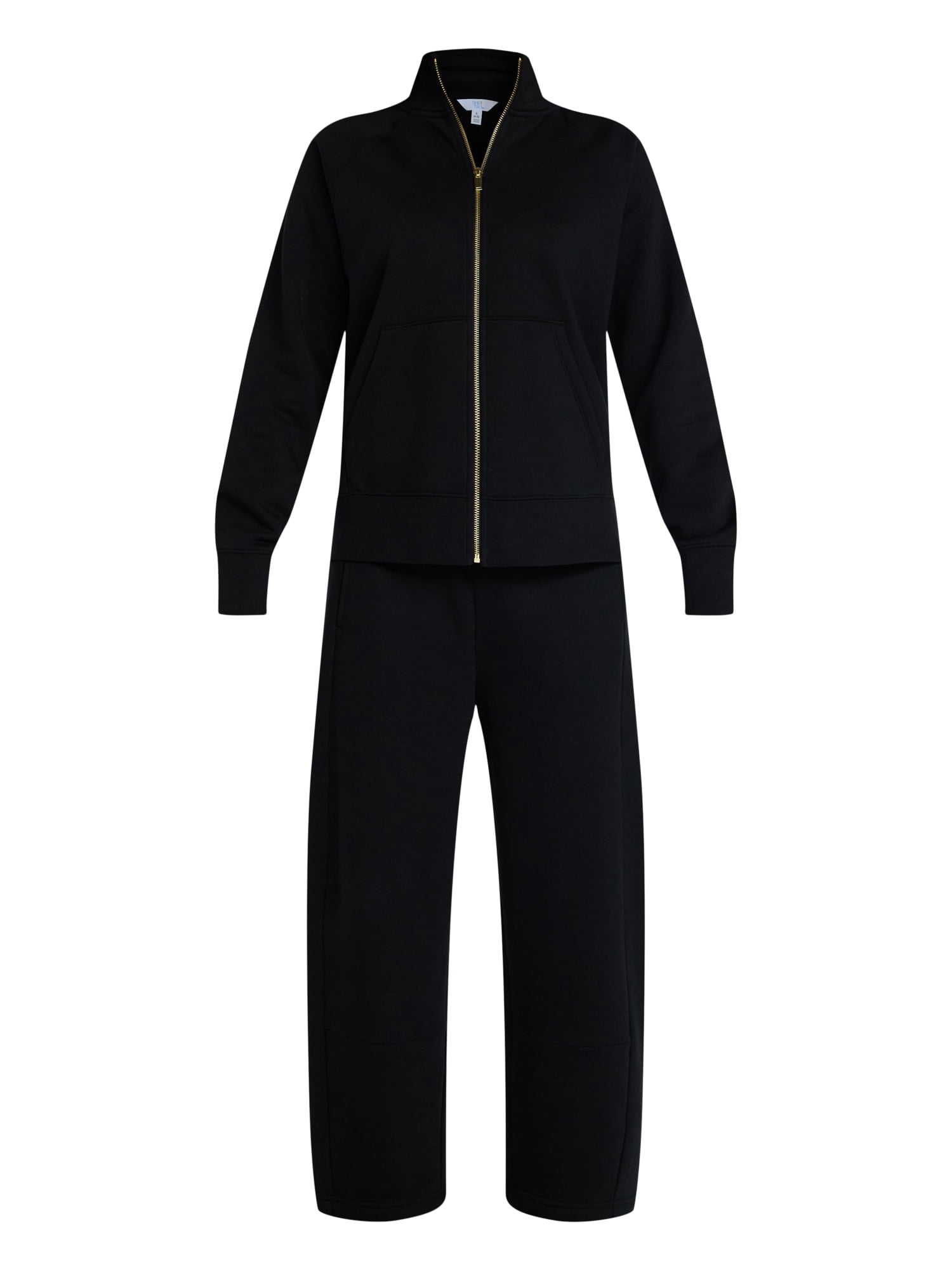 Time and Tru Women's Fleece Sweatshirt and Barrel Leg Pants Set, 2-Piece, Sizes XS-XXXL