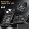 thumbnail image 6 of For Apple iPhone 14 Plus (6.7") Hybrid Slide Camera Protection & 360° Rotateable Ring Stand, Heavy Duty Military Grade Case Cover fit iPhone 14 Plus - Black, 6 of 8