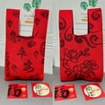 thumbnail image 6 of Gift Blessing Reusable Polyester Shopping Bags Handmade Knit Handbag Tote Bag Knot Wrist Bag Fu Character Knit Bag 5, 6 of 8