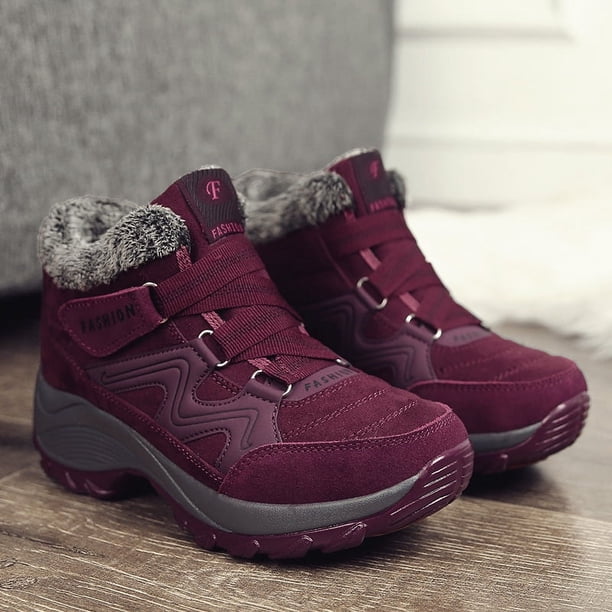 Botas de nieve con forro polar, cálidas, para mujer, de algodón, de grosor medio, para exteriores, informales, de talla grande