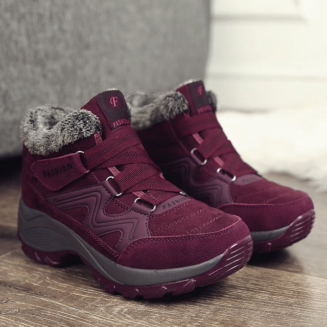 Botas de nieve con forro polar, cálidas, para mujer, de algodón, de grosor medio, para exteriores, informales, de talla grande