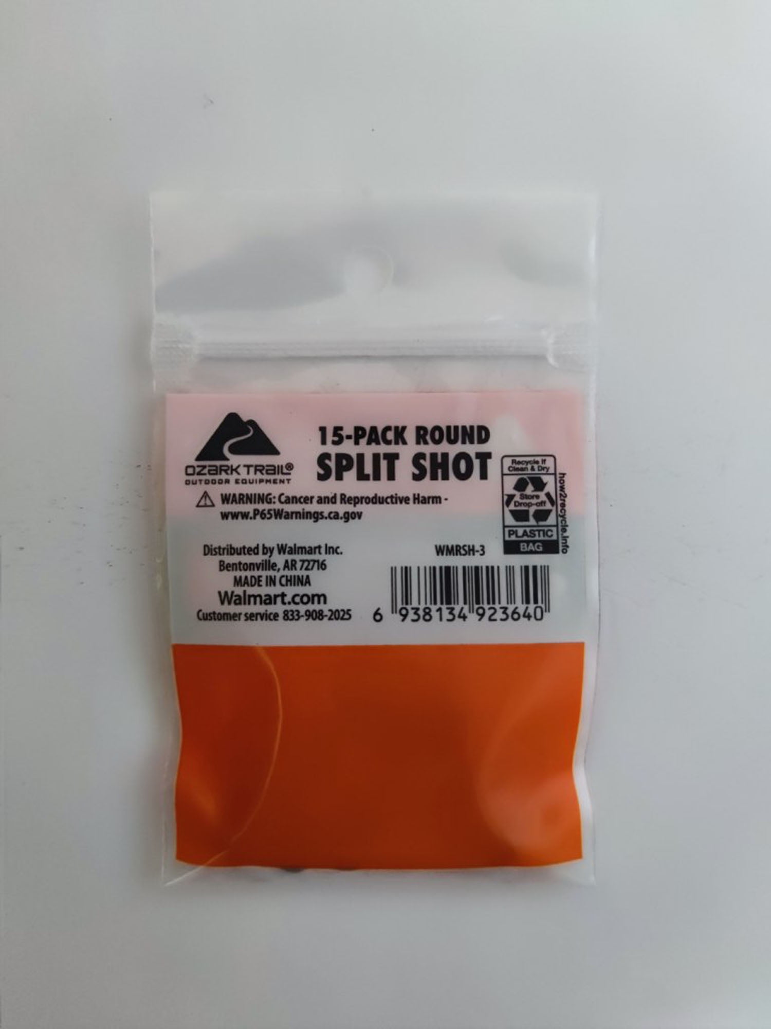 (6 pack) Ozark Trail Round Split Shot Size 3, Fishing Lead Weights, Product Size 0.31x0.35in