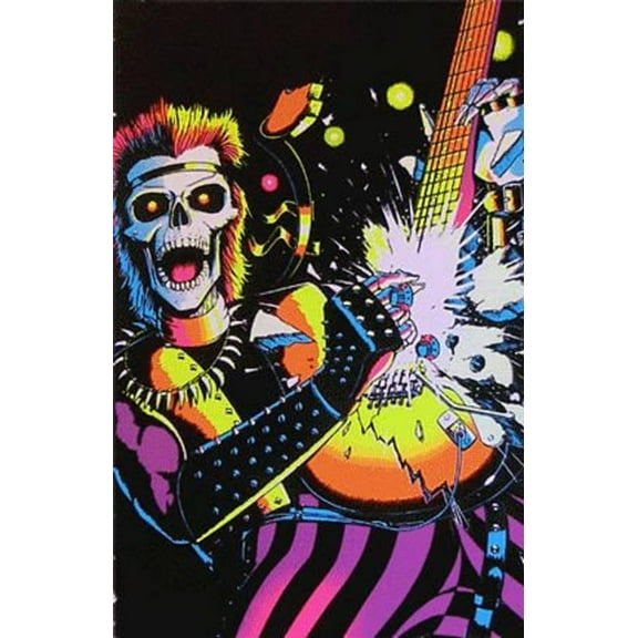 Skull Rocker Flocked Blacklight Poster Blacklight Poster - 23x35