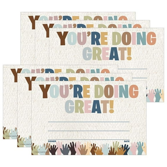 Teacher Created Resources Everyone is Welcome You're Doing Great! Awards, 30 Per Pack, 6 Packs