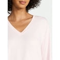 thumbnail image 4 of Time and Tru Women's Boxy Slub V-Neck Tee with Long Sleeves, Sizes XS-XXXL, 4 of 5