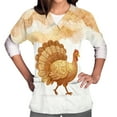 thumbnail image 3 of Feancey Thanksgiving Scrubs Tops for Women with Pockets Novelty Turkey Print Working T-Shirts Nurse Casual V Neck Scrub Shirts Holiday Workwear Multicolor L, 3 of 7