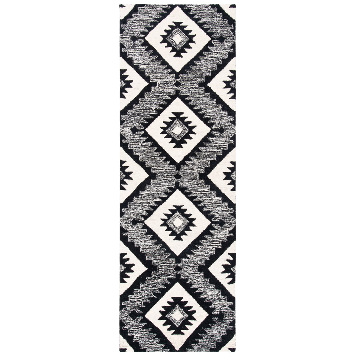 SAFAVIEH Aspen Michaelangelo Southwestern Wool Runner Rug, Charcoal/Black, 2'3" x 7'