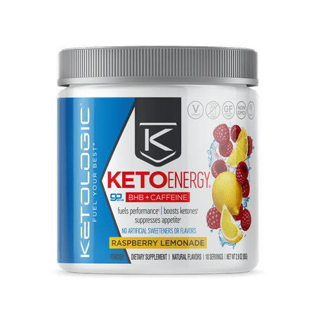 KetoLogic BHB Exogenous Ketones Caffeine Supplement, Raspberry Lemonade | 10 Servings