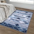 thumbnail image 4 of Moroccan Runner Rug Velvet Area Carpet Contemporary Geometric Trellis Accent Rugs Floor Carpet for Door Mat Entryway Bedrooms Laundry Room Decor, Navy/Gray, 4 x 6 Feet, 4 of 6